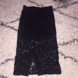 Knee length lace pencil skirt